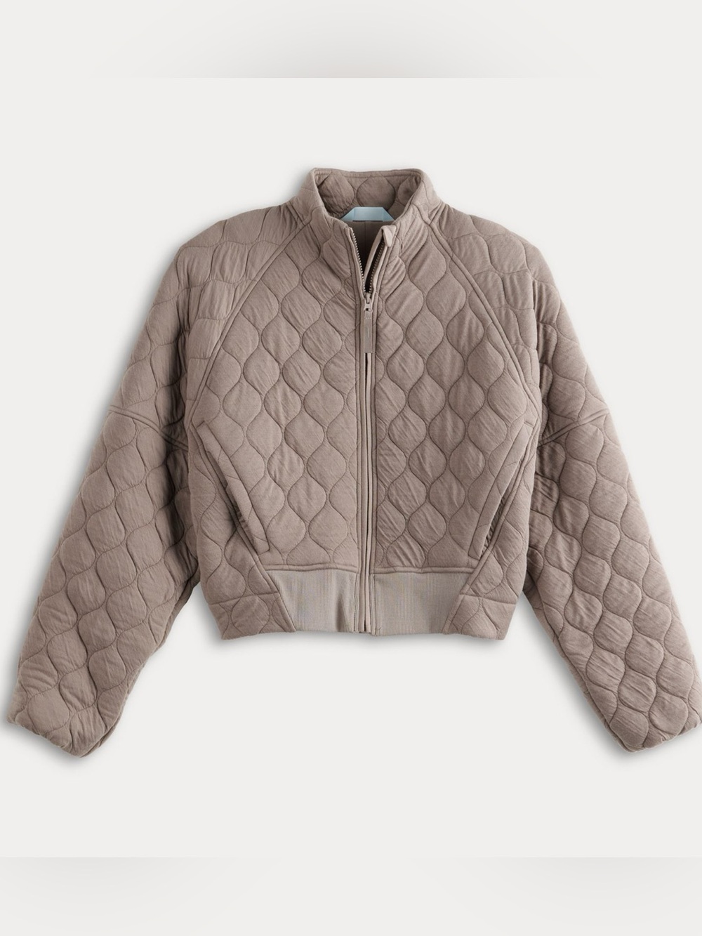 Cropped Quilted Bomber Jacket - Taupe